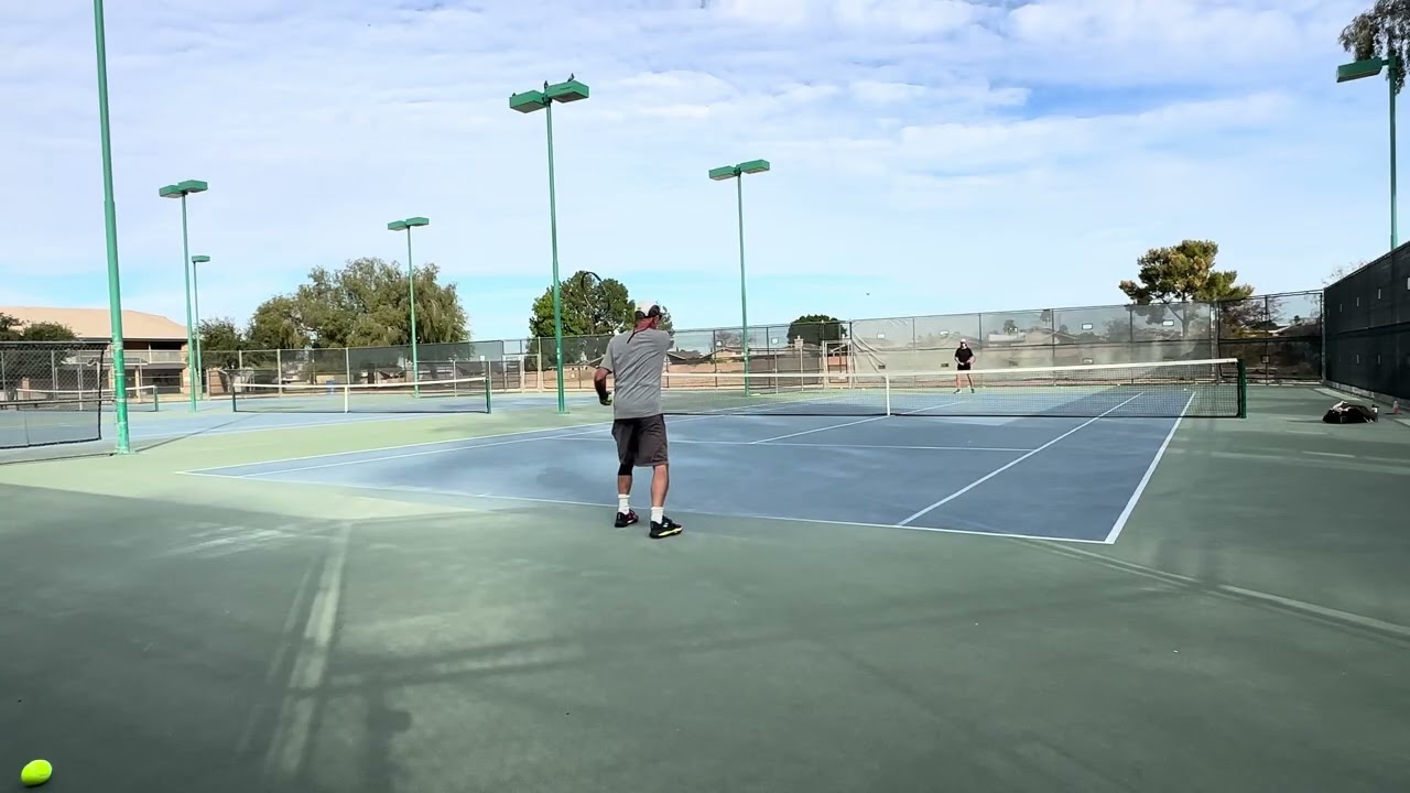 Condensed tennis rally with perfect weather