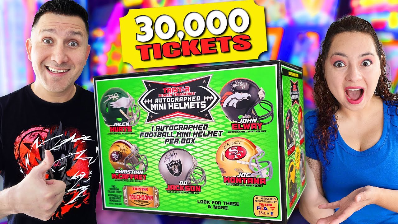 We WON an Autographed Helmet at Dave & Busters for 30,000 Tickets!