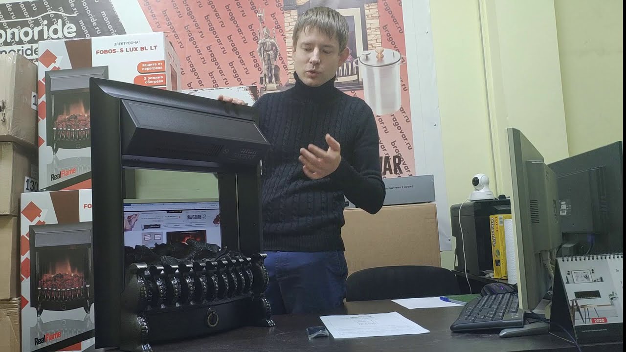 Обзор электроочага Real Flame Fobos S LUX BL LT с пультом!