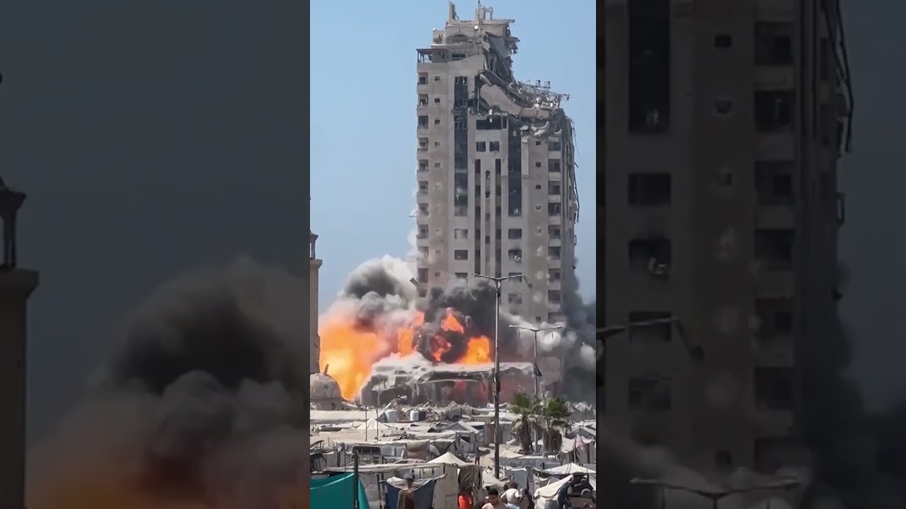 Israeli Military Destroys Gaza High-Rise in Strike Claiming it was Used for Hamas #shorts