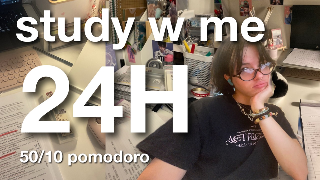 study with me live: 24 hours (real sounds, no music, 50/10 pomodoro technique) 🌷