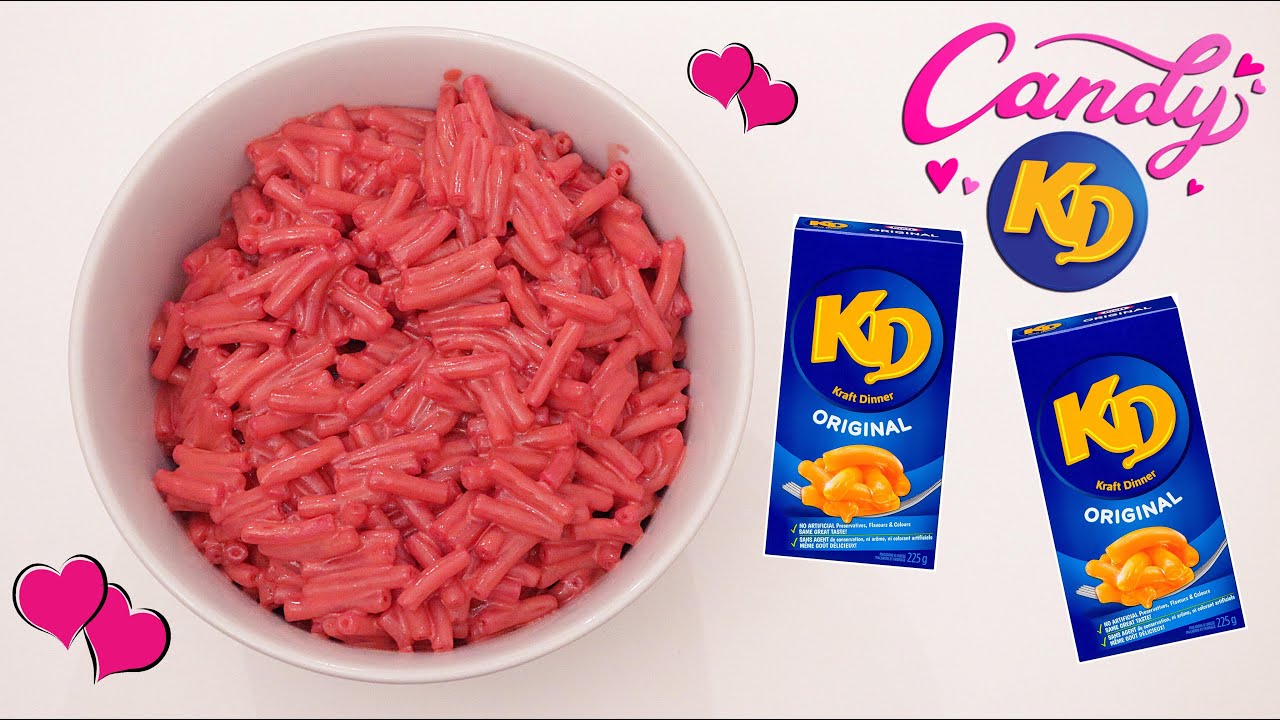 Candy KD - Candy Kraft Dinner Macaroni & Cheese Review! Valentine's Day Pink Mac & Cheese #CandyKD