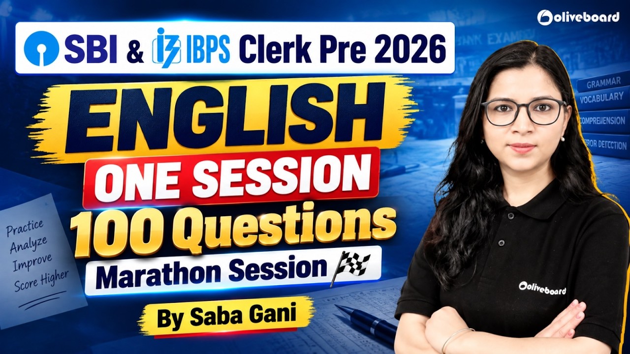 1 Session 100 English Questions | Marathon Session | SBI Clerk | IBPS Clerk | Saba Gani Oliveboard