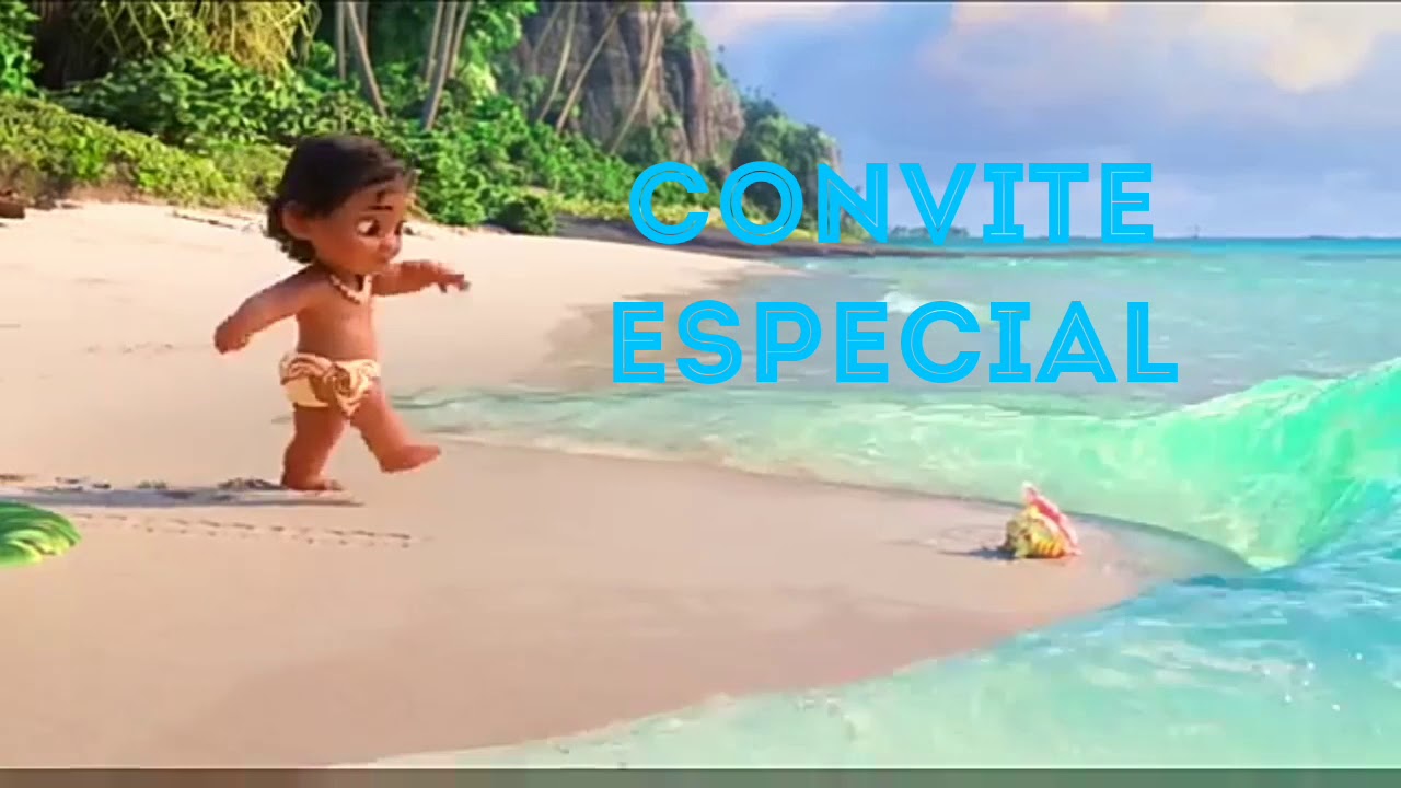 Convite animado MOANA BABY pronto para baixar e editar
