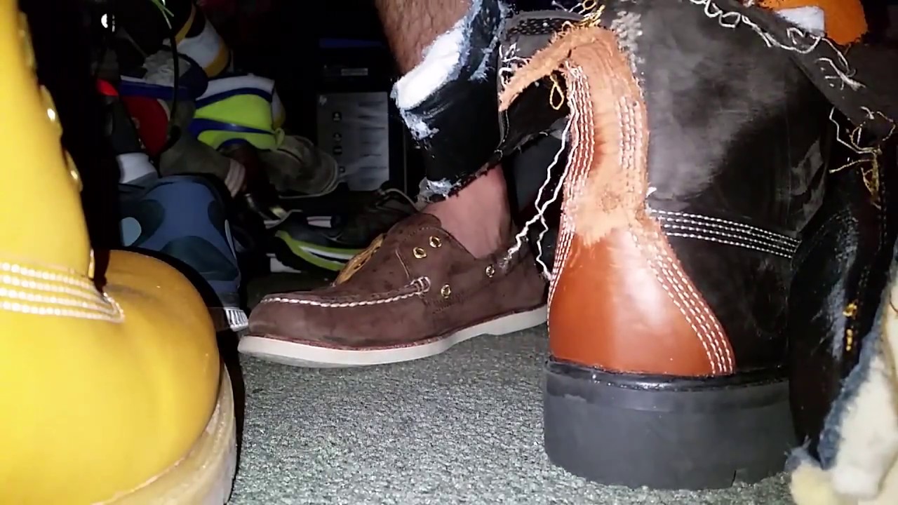 Trashed Timberland Limited Edition Boots and Sperry Shoe Play Under Desk!