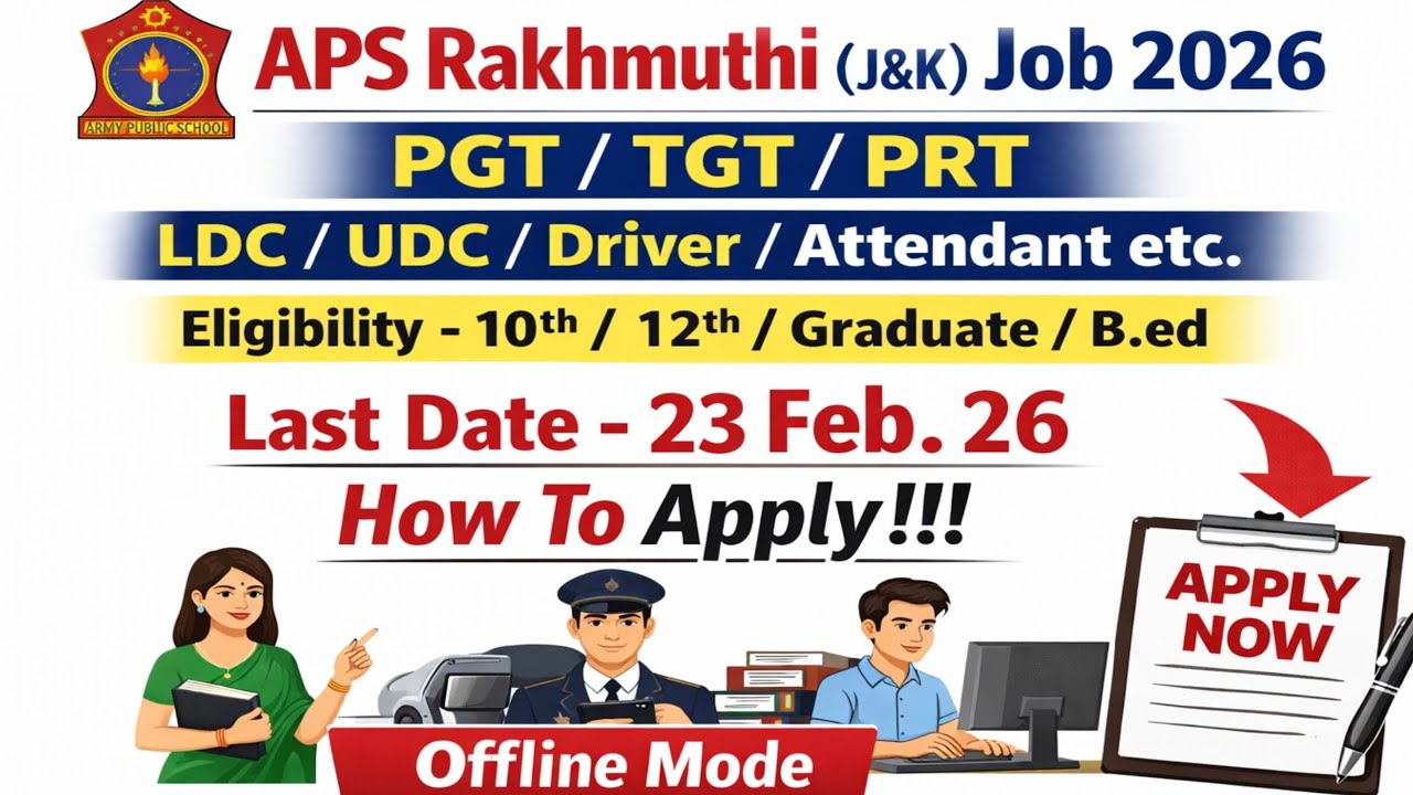 APS Rakhmuthi Akhnoor J&K Job 2026🔥PGT/TGT/PRT/Driver Attendant etc.🔥@jkjobalert309 