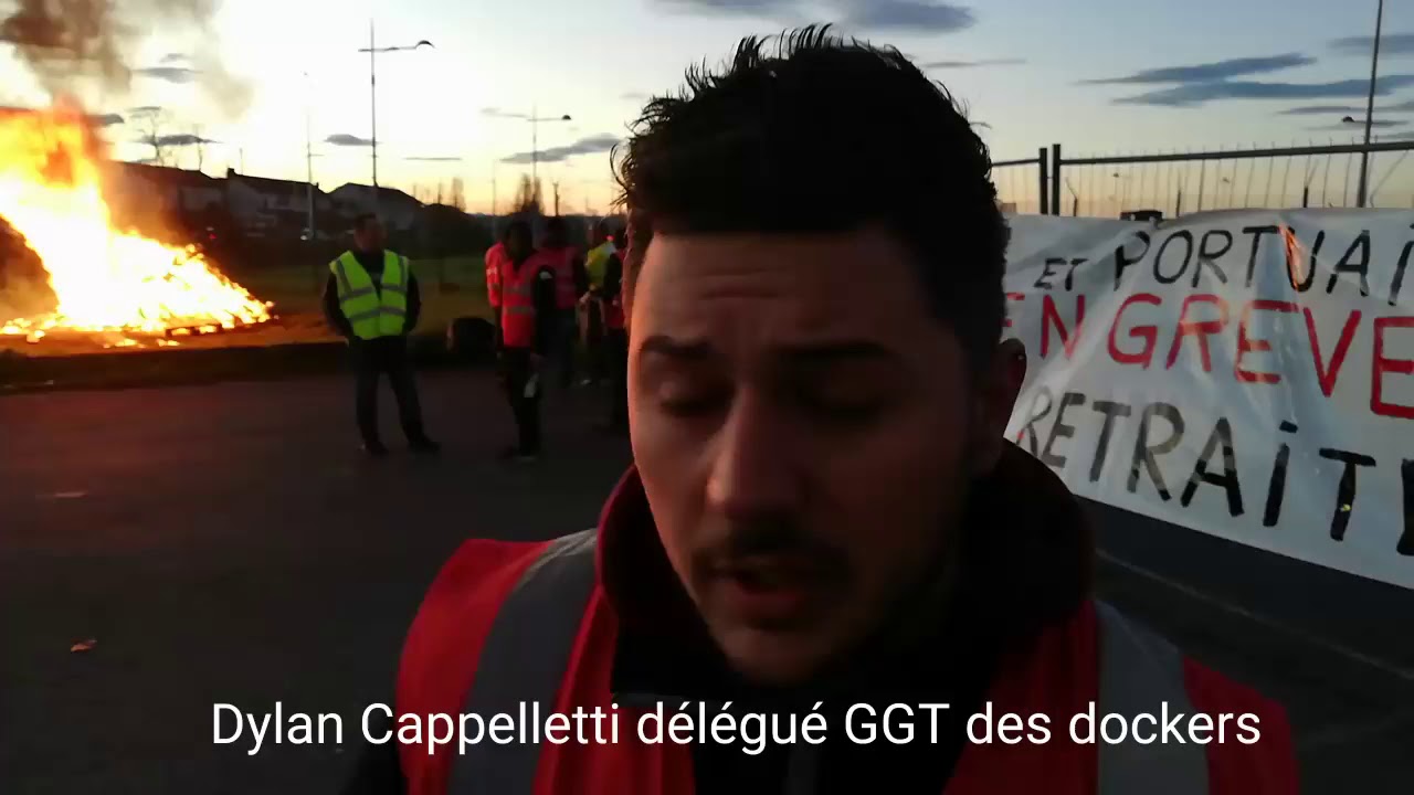 Grève des dockers du port de Bayonne opposés à la réforme des retraites
