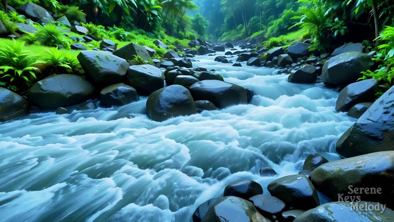 Спокойная природа и текущая речная вода