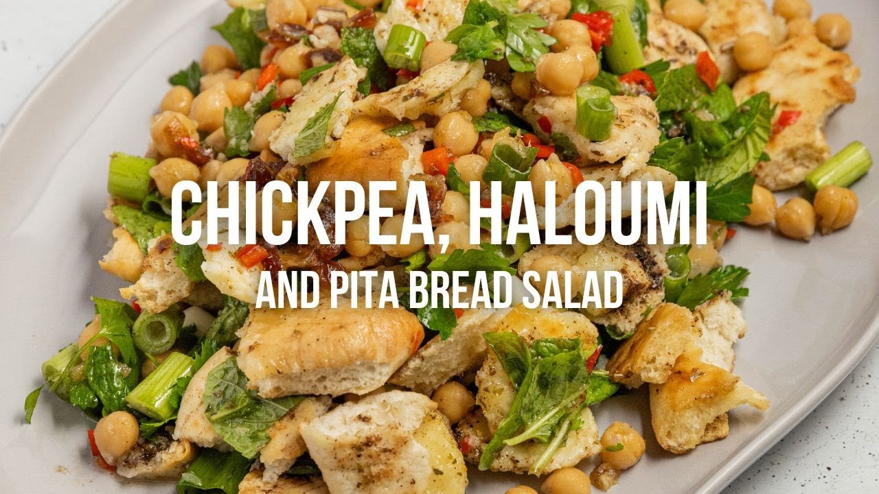 Chickpea, Haloumi and Pita Bread Salad