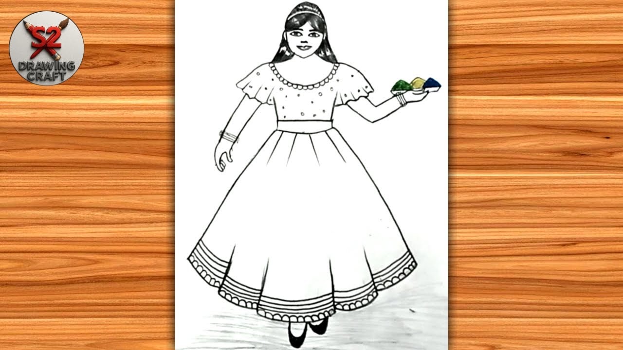 Happy holi celebrating with drawing | girl drawing | how to a holi draw | easy drawing
