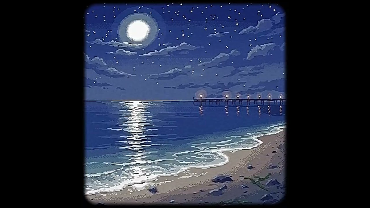 midnight beach anime lofi 🌊 relaxing waves to study & sleep