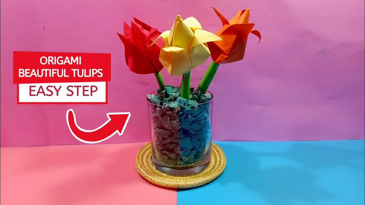 Easy Origami Tulip Flower - How to Make Origami Flower | Hello Origami Lovers