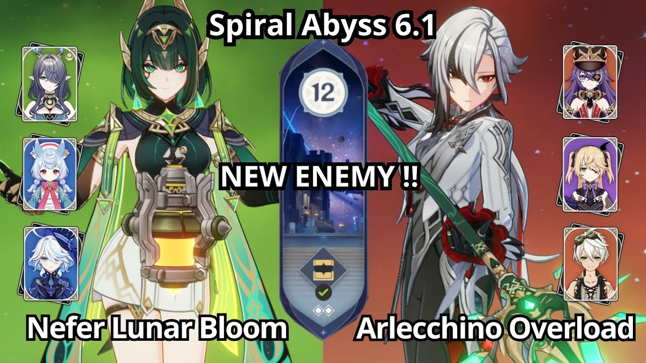 NEW !! C0 Nefer Lunar Bloom & C0 Arlecchino Overload - Spiral Abyss Floor 12 Genshin Impact 6.1