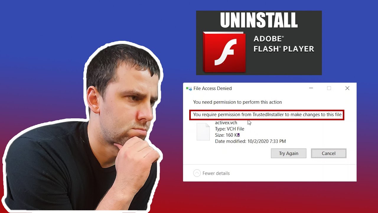 No permission to delete Flash files? Solved - Adobe Flash Uninstallation