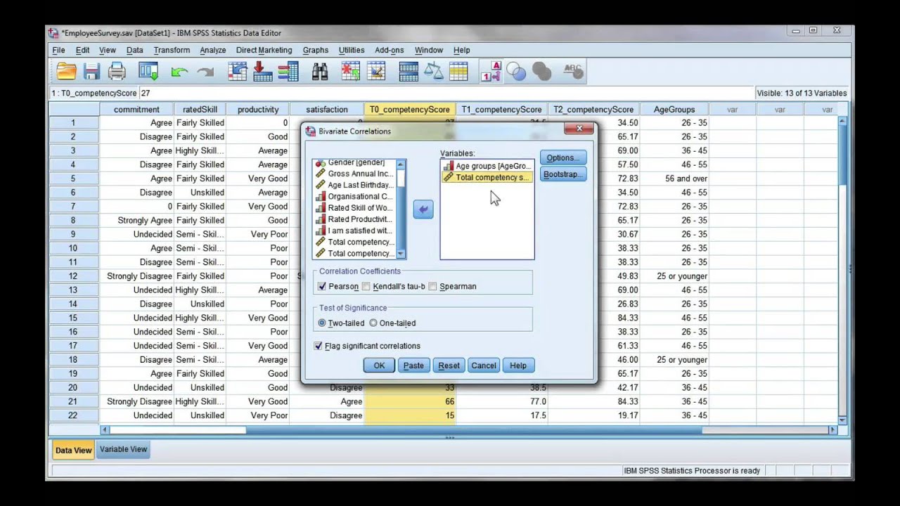Spearmans rho correlation using SPSS
