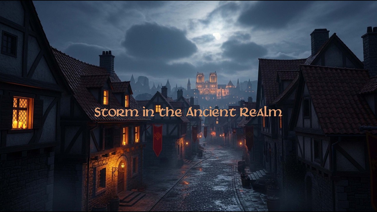 Gentle Night Rain Beyond a Medieval Window | Sleep Atmosphere