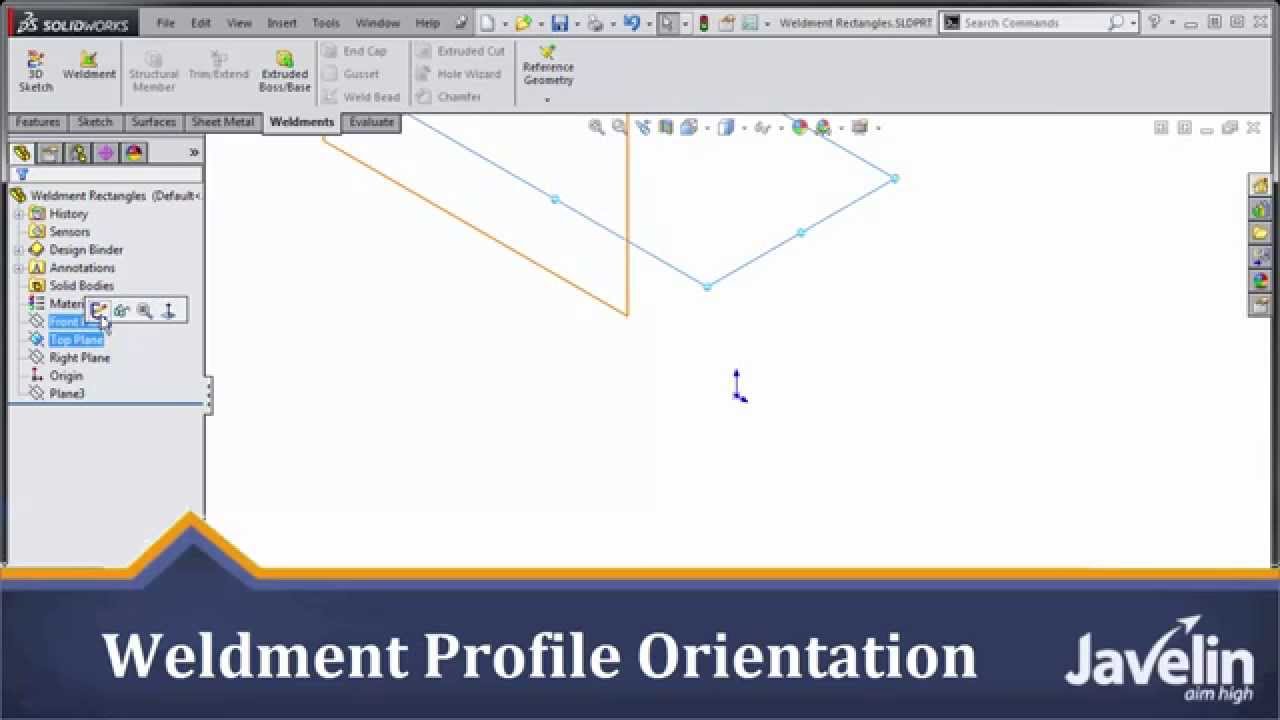 SolidWorks Tutorial: Weldment Profile Orientation