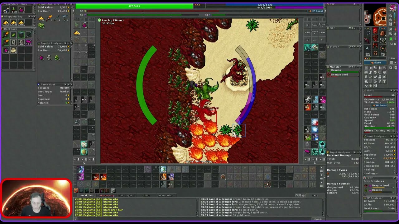 Tibia Darashia - Dragon Lords Sorc LvL 50 Prey + Exp Boost 1kk Exp