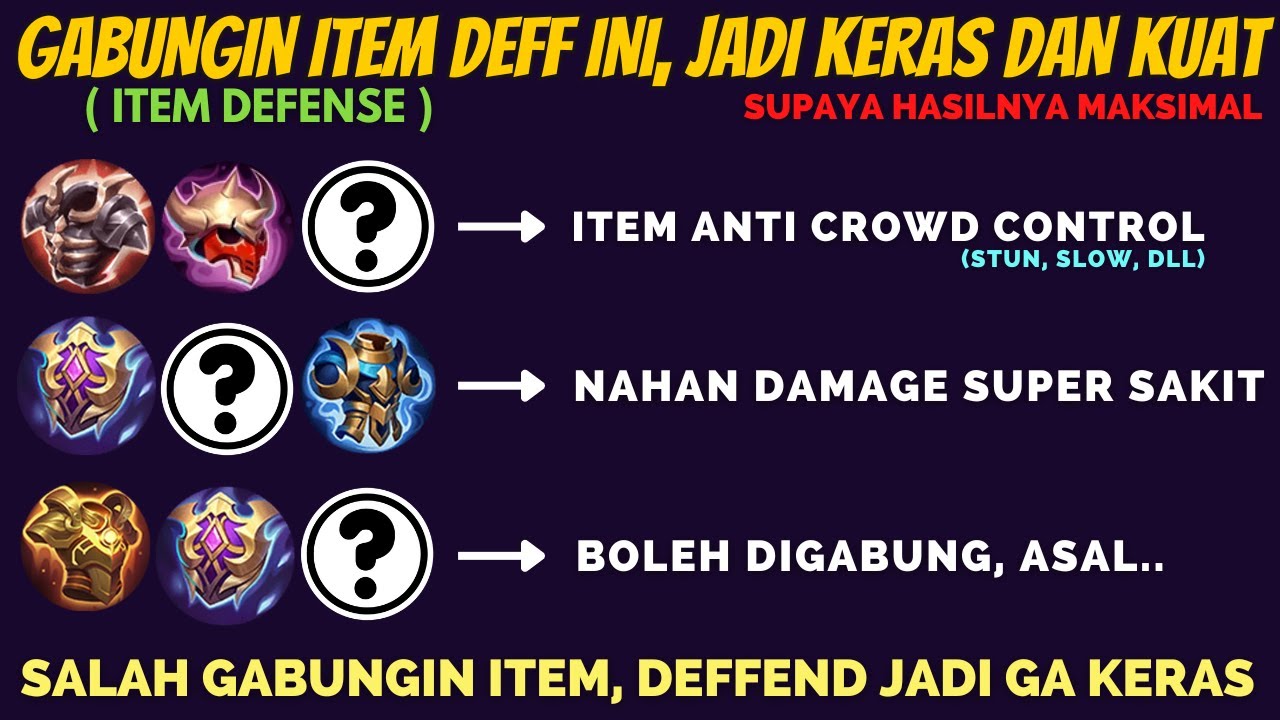 GABUNGIN ITEM DEFENSE UNTUK COUNTER HERO SERTA JADI KERAS DAN KEBAL, ITEM COMBO TANK ANTI CC TERKUAT