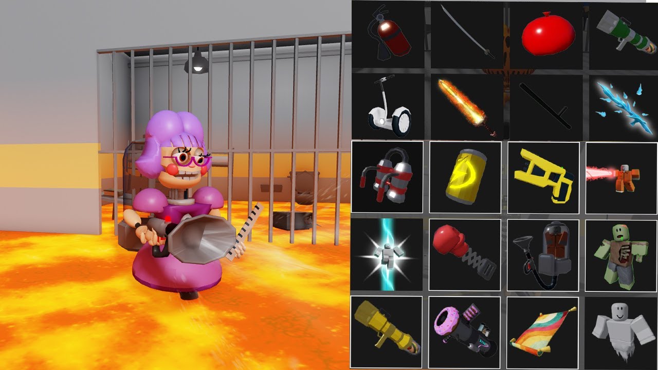 BARRY'S PRISON RUN BUT FLOOR IS LAVA! ALL ITEMS ALL MORPHS UNLOCKED!