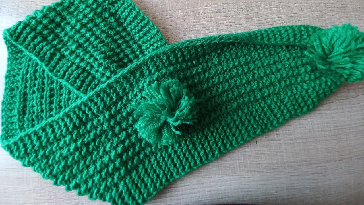 CACHECOL COM POM-POM. ...tricô...fácil 🧶🪡