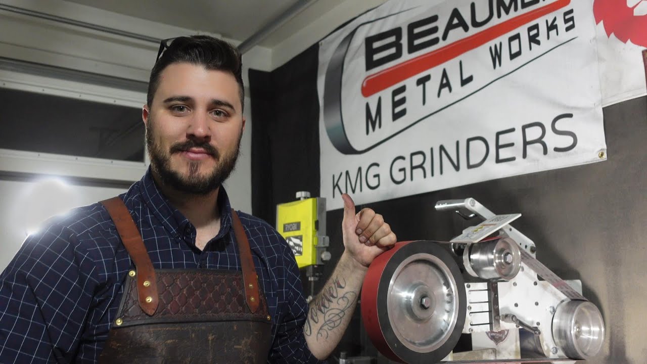 Grinding a Blade on the KMG-TX Contact Wheel with WarCrown Forge