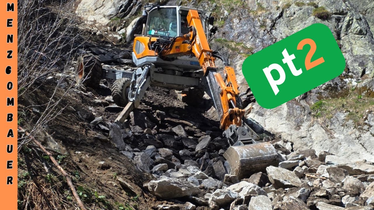 Schreitbagger Menzi Muck M335 Lawine auf der Strasse p2