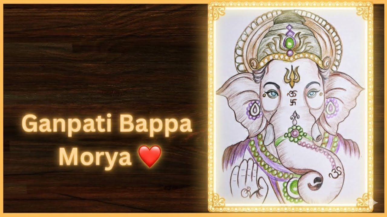 Ganpati Bappa Morya ❤️🙏 | Beautiful Ganesha Drawing Step by Step | Devotional Color Pencil Art