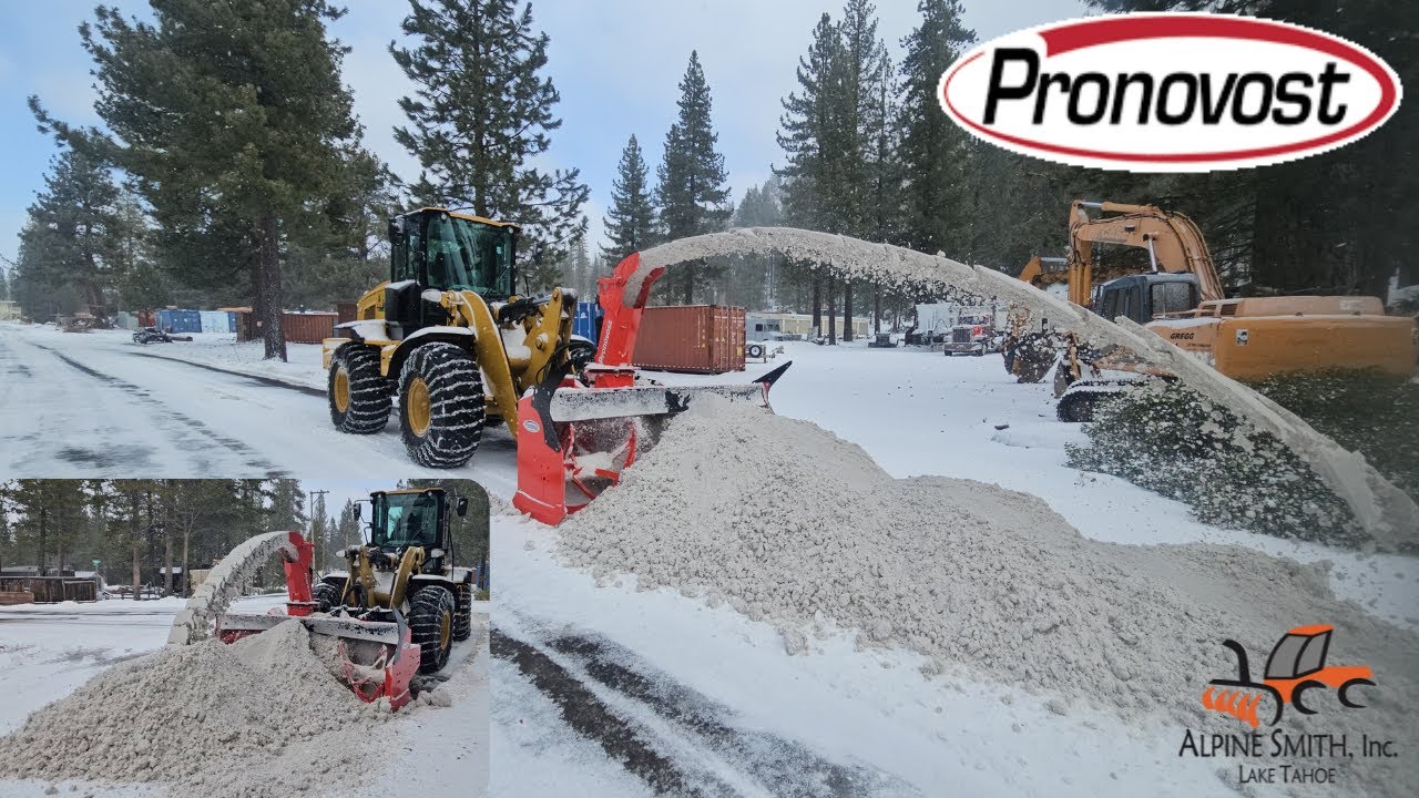 Pronovost Hydraulic Snowblower on CAT 938 blowing NASTY, WET, Snow