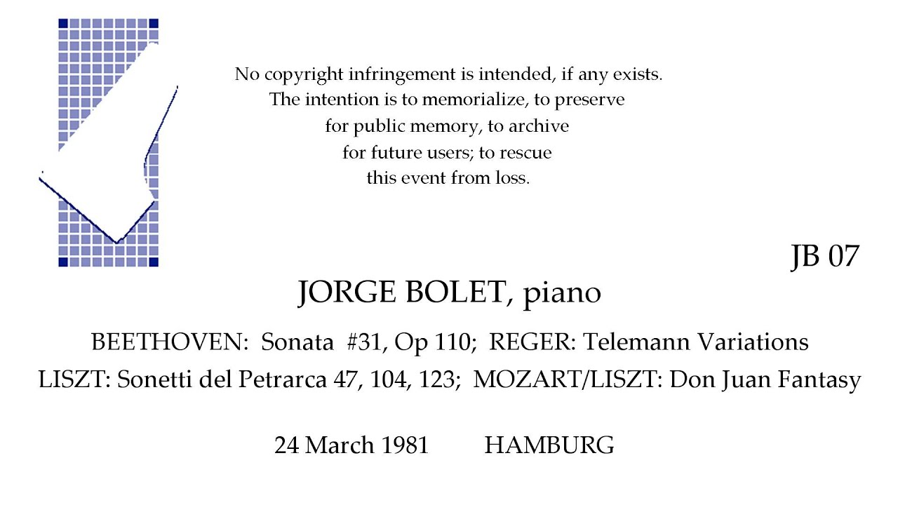 JORGE BOLET   Recital 24 March 1981   HAMBURG