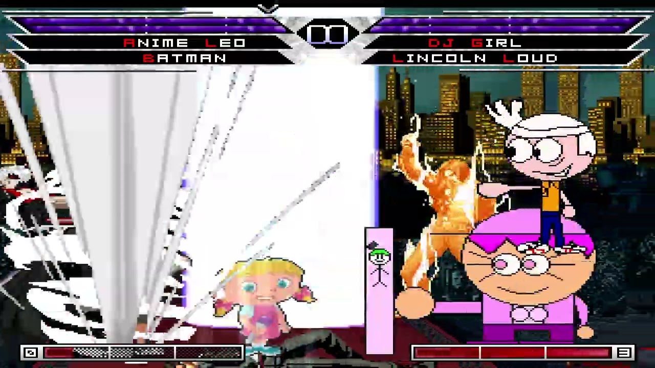 KOF MUGEN Tag Team Anime leo & batman tosix vs dj girl & lincoln loud