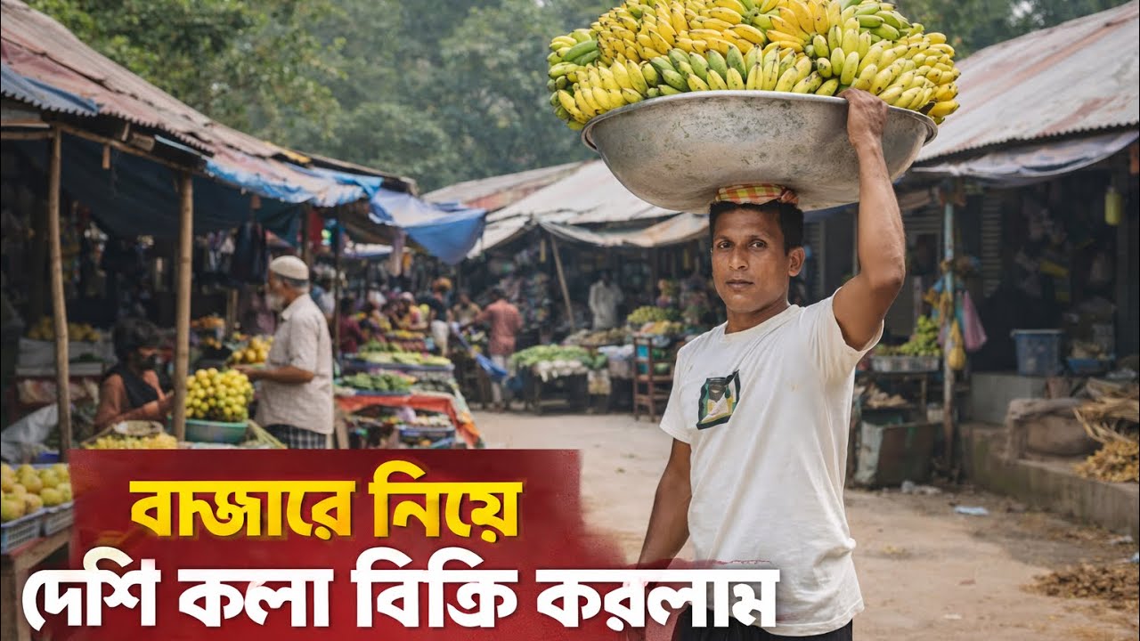 বাজারে নিয়ে দেশি কলা বিক্রি করলাম। আলহামদুলিল্লাহ #farmerlife #villagelife #happyfarmer 