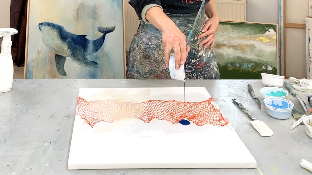 Einfach Struktur malen – Upcycling Kunst mit Haushaltsnetz & Acryl (Anfänger)