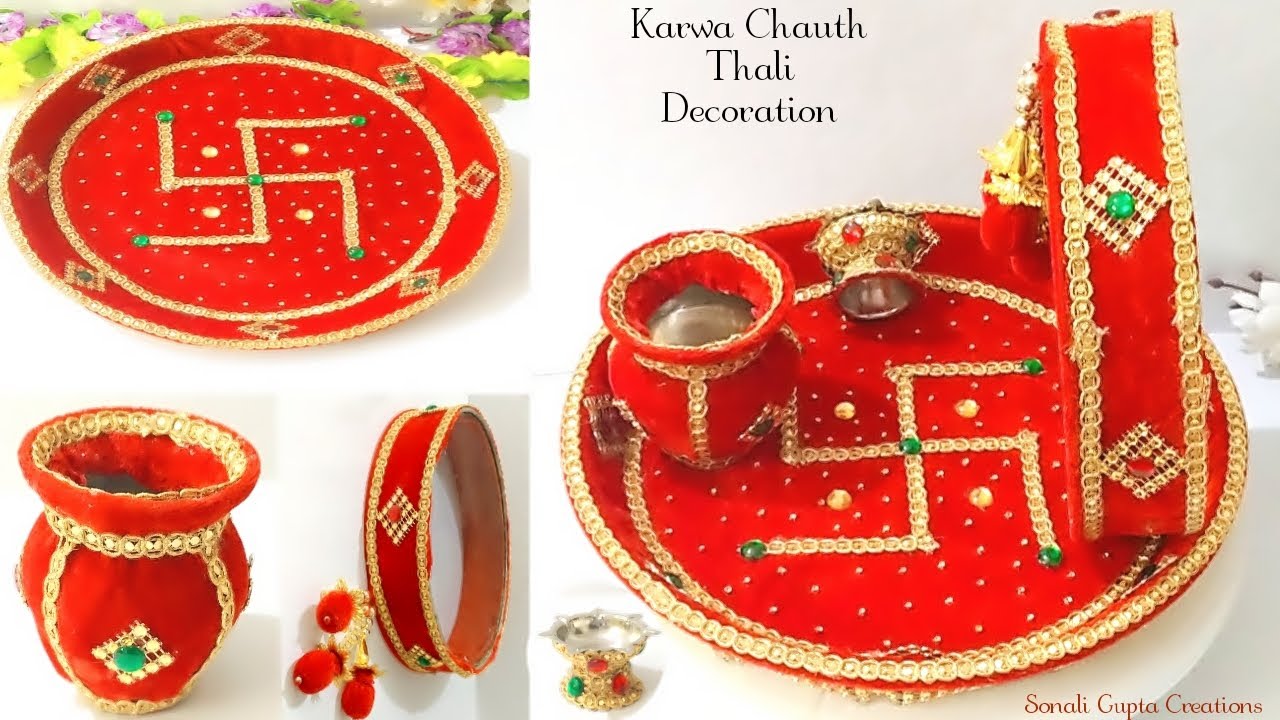 Karwa Chauth Thali Decoration At Home/KarwaChauth Decoation Ideas/Puja Thali Decoration/#Karwachauth