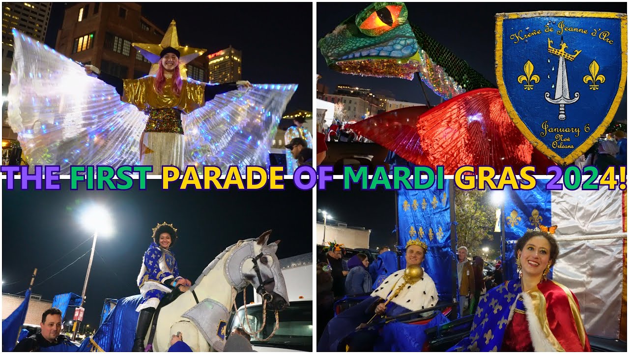 THE FIRST PARADE of the 2024 New Orleans Mardi Gras Season! The Krewe of Joan of Arc Parade! 💜💚💛❤