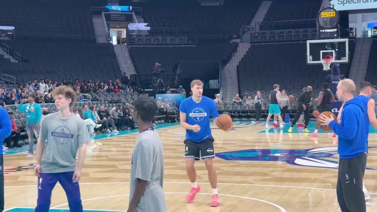 COOPER FLAGG GOING THROUGH HIS USUALL WARMUP ROUTINE BUT LISTED OUT FOR TONIGHT GAME AGAINST HORNETS