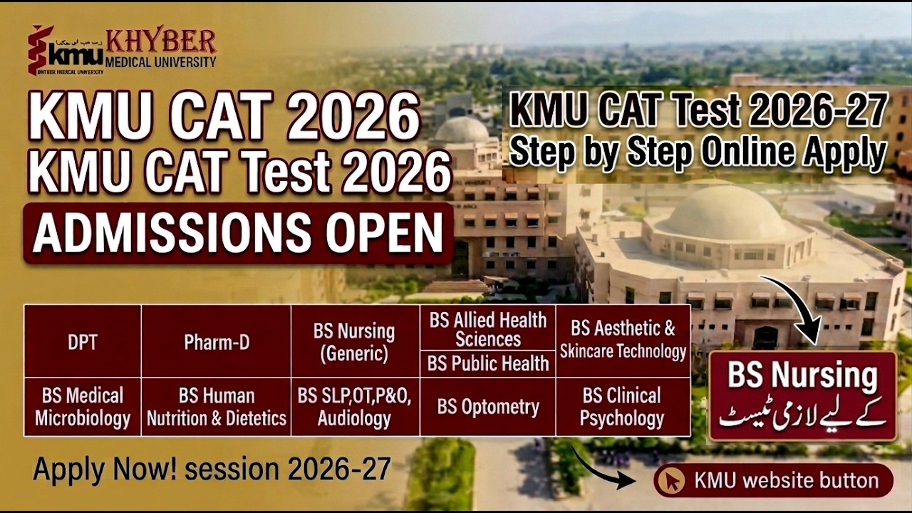 KMU CAT Test  2026 | KMU CAT Test Online Apply 2026 | KMU Cat Test for Nursing & Allied Health
