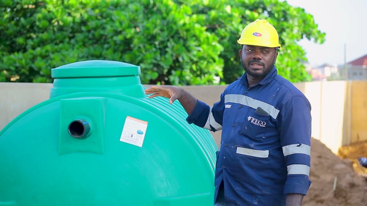 Connection of Waste Lines & Plastic Septic Tank Installation for  a New Building in Trasacco, Accra