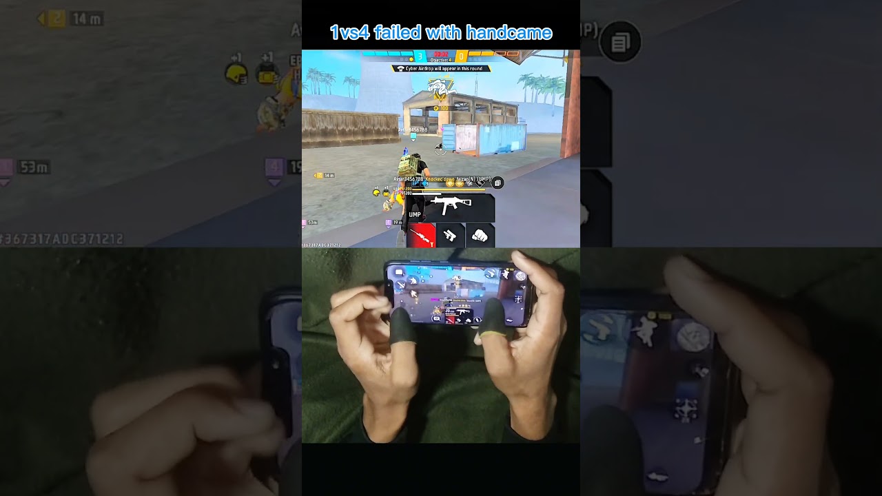 1vs4 clutch failed with hancame in free fire #freefire #clutch #1vs4 #handcam