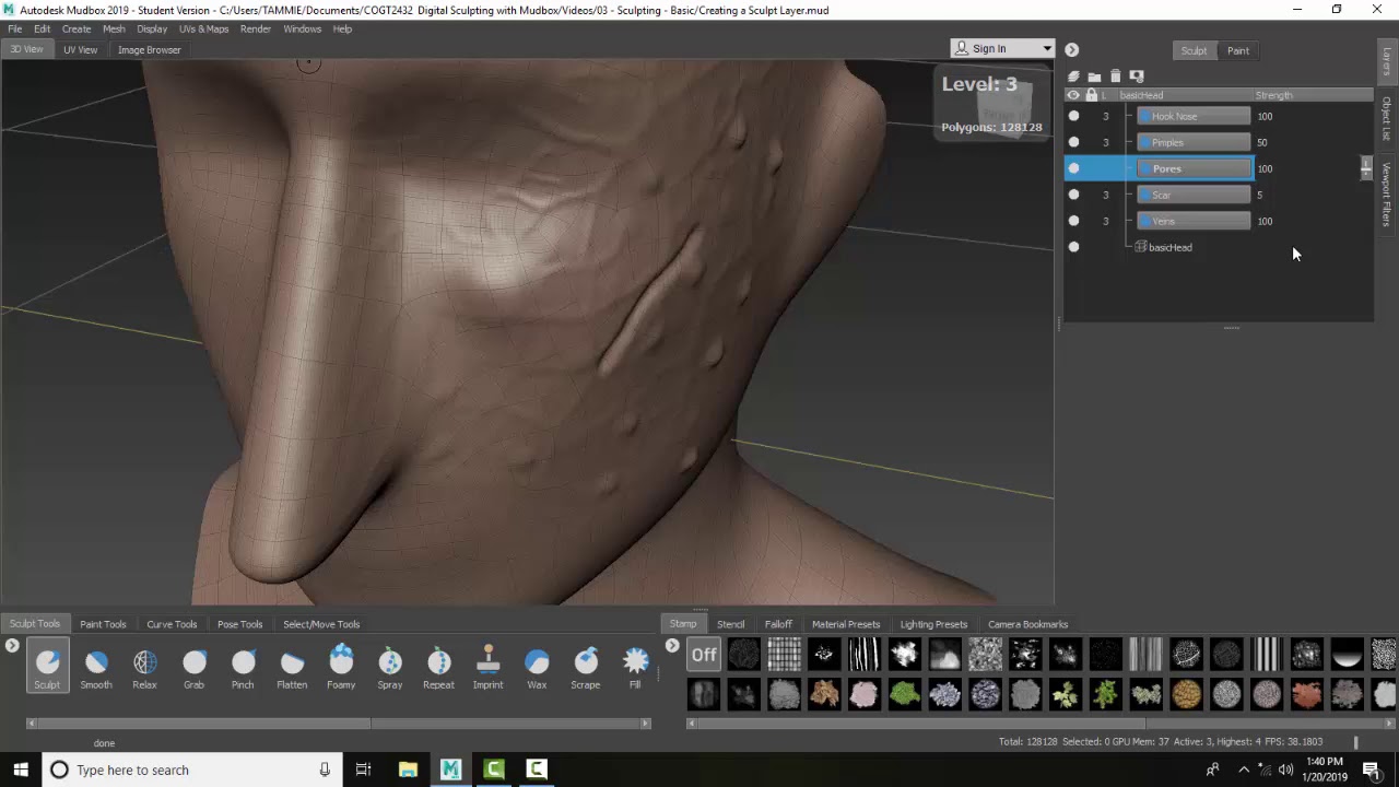 Mudbox 03 27 Sculpting on a Layer