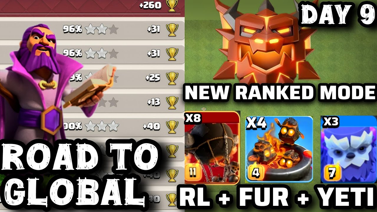 Th18-Day 9 | FB+FUR+YETI strategy | New ranked mode LL attacks | @ClashOfClans 