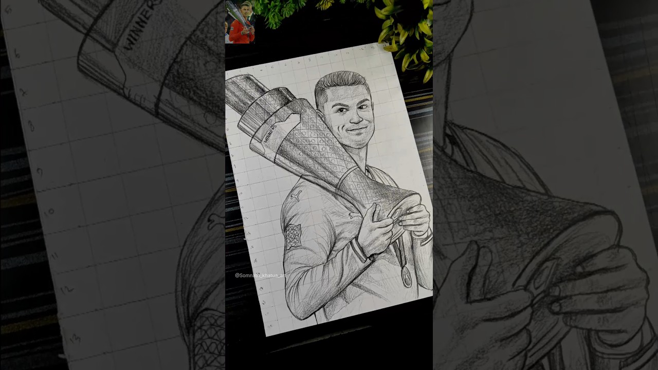 Cristiano Ronaldo Drawing With UEFA League Champion Trophy🏆Portugal VS Spain #shorts #cr7 #portugal
