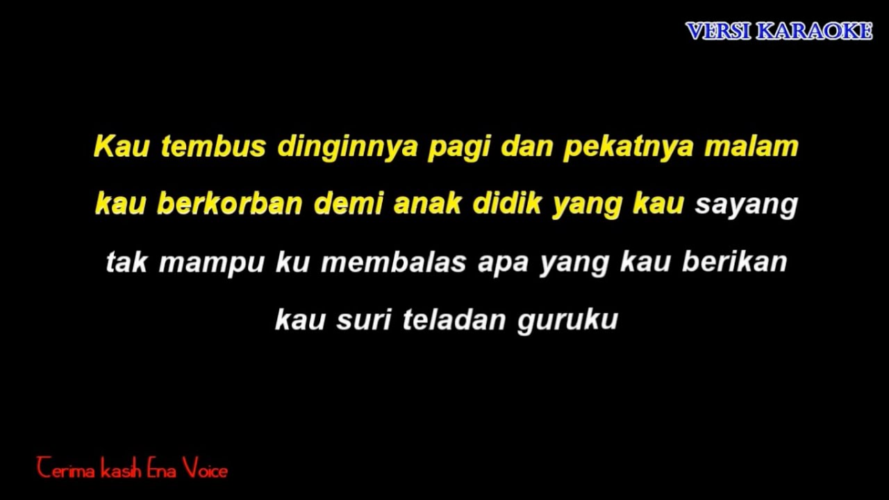 Terima Kasih Guruku versi Ena Voice Karaoke  + Lirik (Lagu Perpisahan Sekolah)