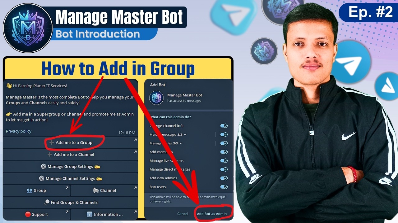🔵 Ep 2 || How to Add Manage Master Bot as Admin in Telegram Group || Manage Master Bot Setup