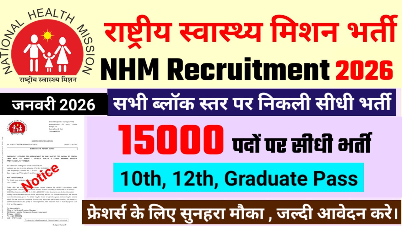 NHM RECRUITMENT 2026 | National health mission vacancy 2026, new vacancy 2026