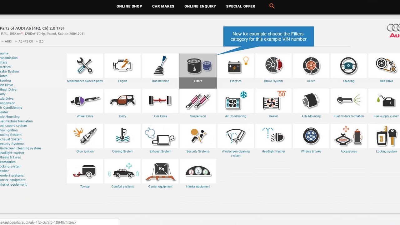 Search Car Spare Parts With Vehicle Chassis Number