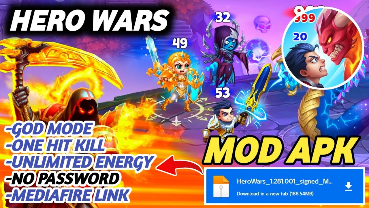Hero Wars Mod Apk | New Update Mod Menu | Mediafire File | No Password 