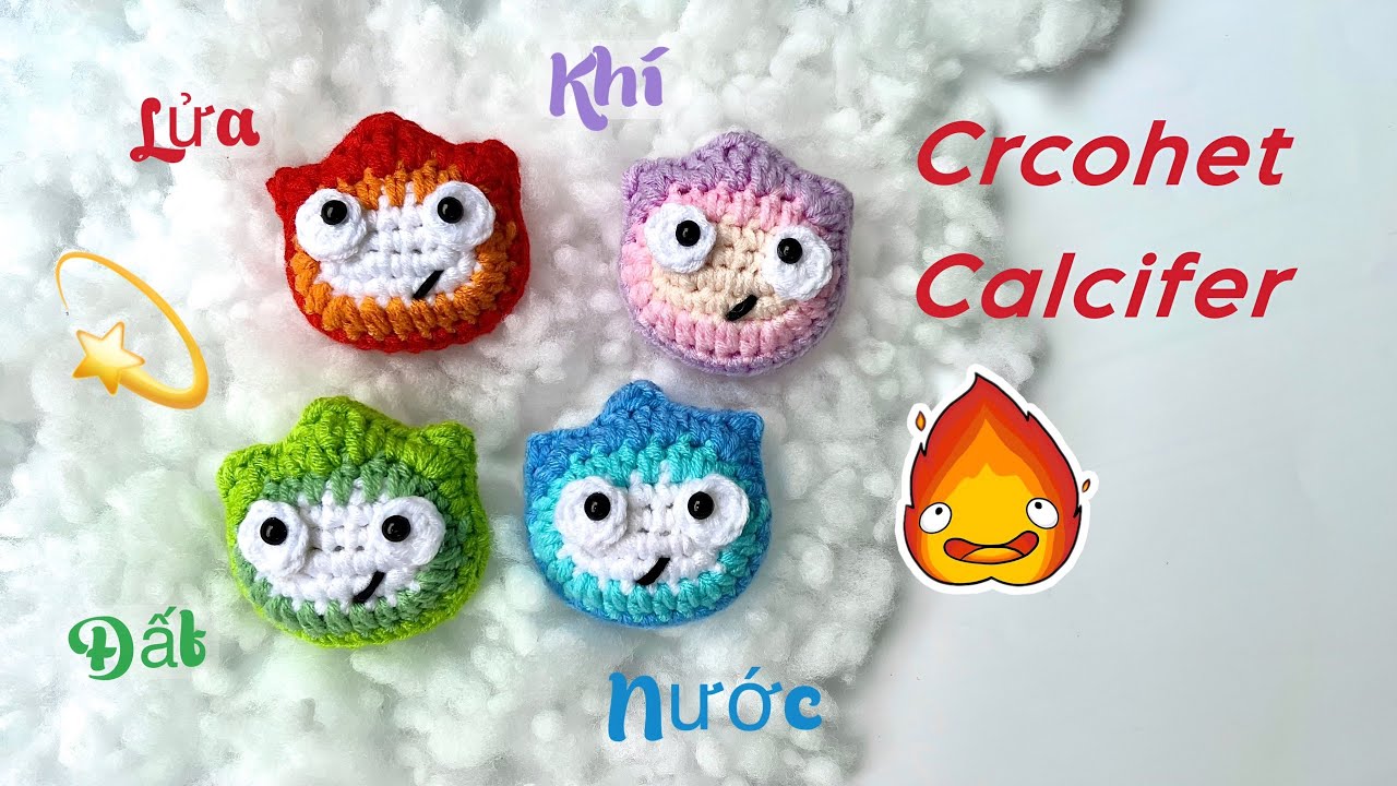 #149 Crochet Calcifer Tutorial | Calcifer Keychain Amigurumi | Móc 4 Cung Hoàng Đạo Lửa Đất Khí Nước