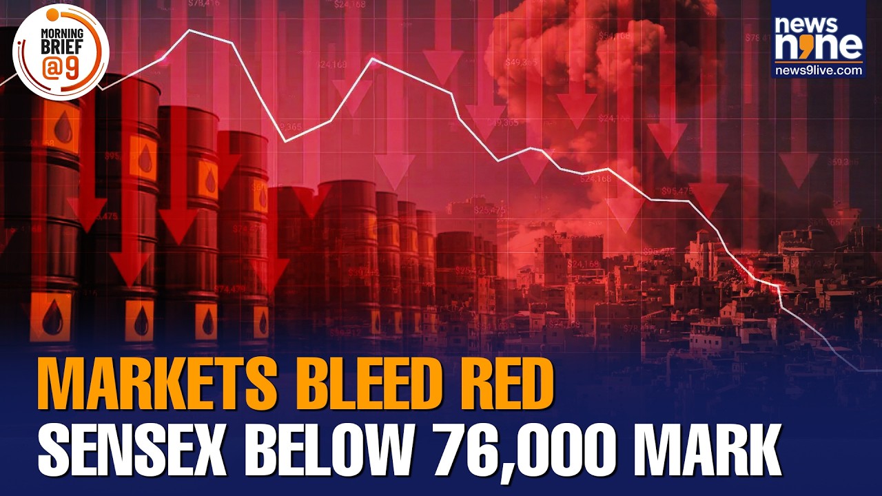 Stock Markets Crash | Sensex Below 76,000, Nifty Below 24K | Iran War Pushes Oil to $100 | News9