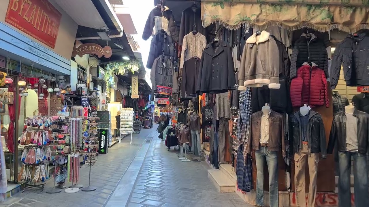 Walking streets of Athens Greece, Flea Market, Monastiraki, Ermo Street | 4K HDR Tour